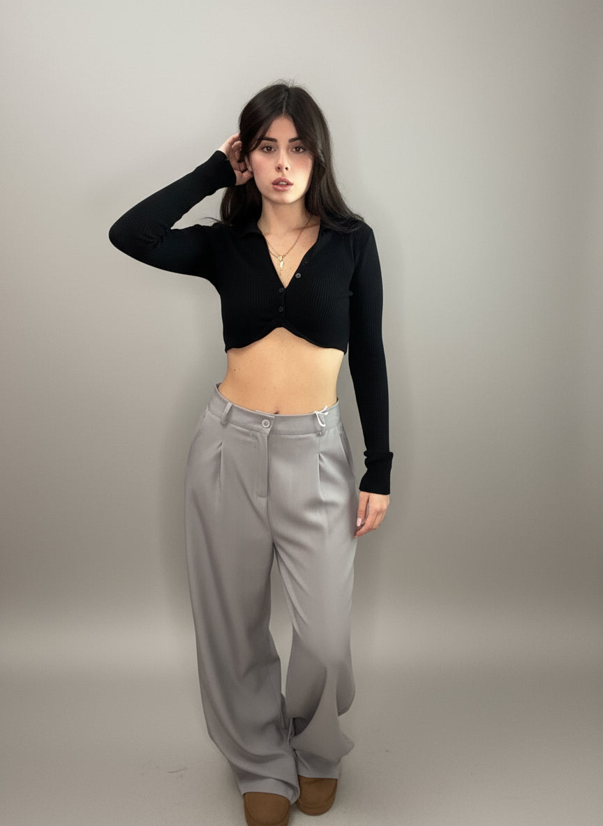 Pantalone Basic Boyfriend Grigio